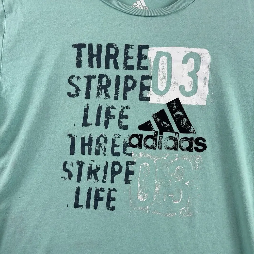Adidas T-Shirt Youth XL 18/20 Mint Three Stripe Life 03 Graphic
